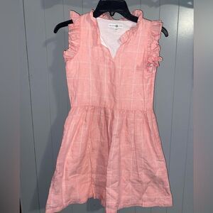 Brown Bowen & Company girls peach embroidered dress with ruffle collar details